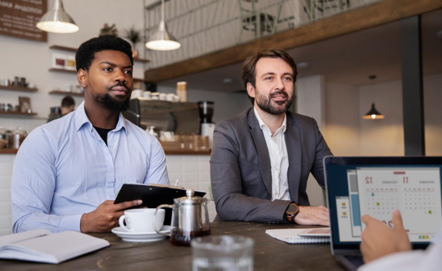 Interactive learning environment showing budget forecasting tools and collaborative workspace